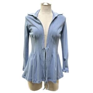 NEW ONE ESSENCE vivica victorian pleated jacket in dusty blue